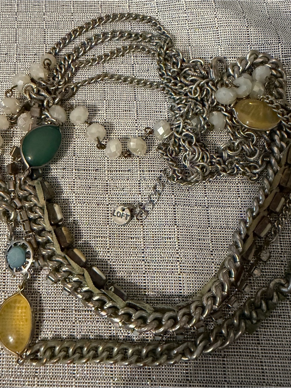 Loft Layered Yellow and Cream Multi-Strand Necklace - Picture 3 of 5